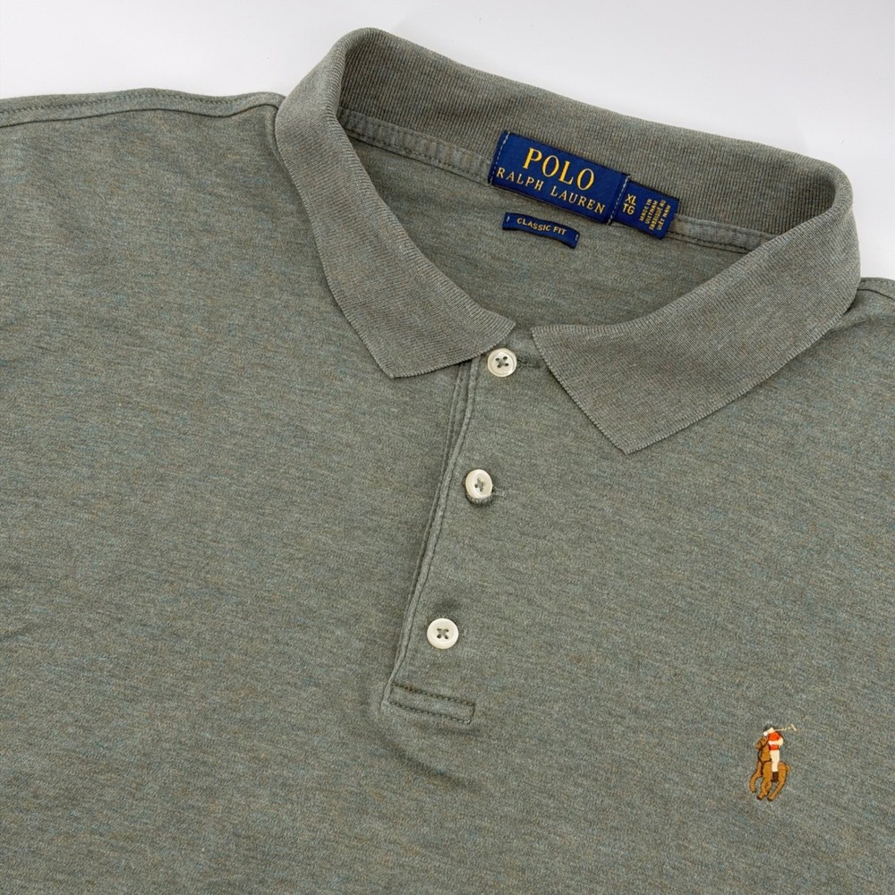 Polo Ralph Lauren Polo Shirt Men XL Olive Green Classic Soft Cotton Flesh Pony